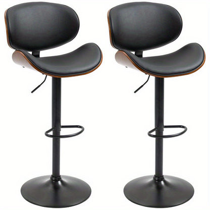 Barkruk – Barstoel – Kruk – Hoge Stoel – Verstelbare Barkruk – Draaibaar Zitvlak – Ergonomisch Kussen – Stevig Metaal Hout Frame – Ruimtebesparend Design