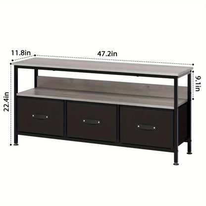 tv-meubel – tv-kast – entertainmentmeubel – media-meubel – dressoir – 139,7 cm – MDF en metaal – grijs met zwarte accenten