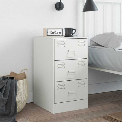 Nachtkastje – Bijzettafel – Kastje – Opbergkast – Slaapkamerkast – Wit Gelakt Staal – Compact 34,5x39x62 cm – Duurzaam & Modern Design