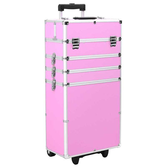 Make-up Organizer – Make-up Opberger – Cosmetica Opberger – Make-up Kast – Make-up Box – Roze Variant – Uitbreidbaar Met 4 Niveaus – Duurzame Aluminium Constructie Met Wieltjes