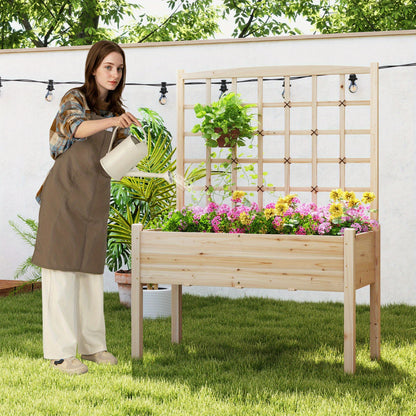 Hoogte Plantenbak – Verhoogd Plantenbed – Bloembak – Plantenbak Met Klimrek – Tuinbak – Duurzaam Fijnsparrenhout – Inclusief Trellis En Drainage