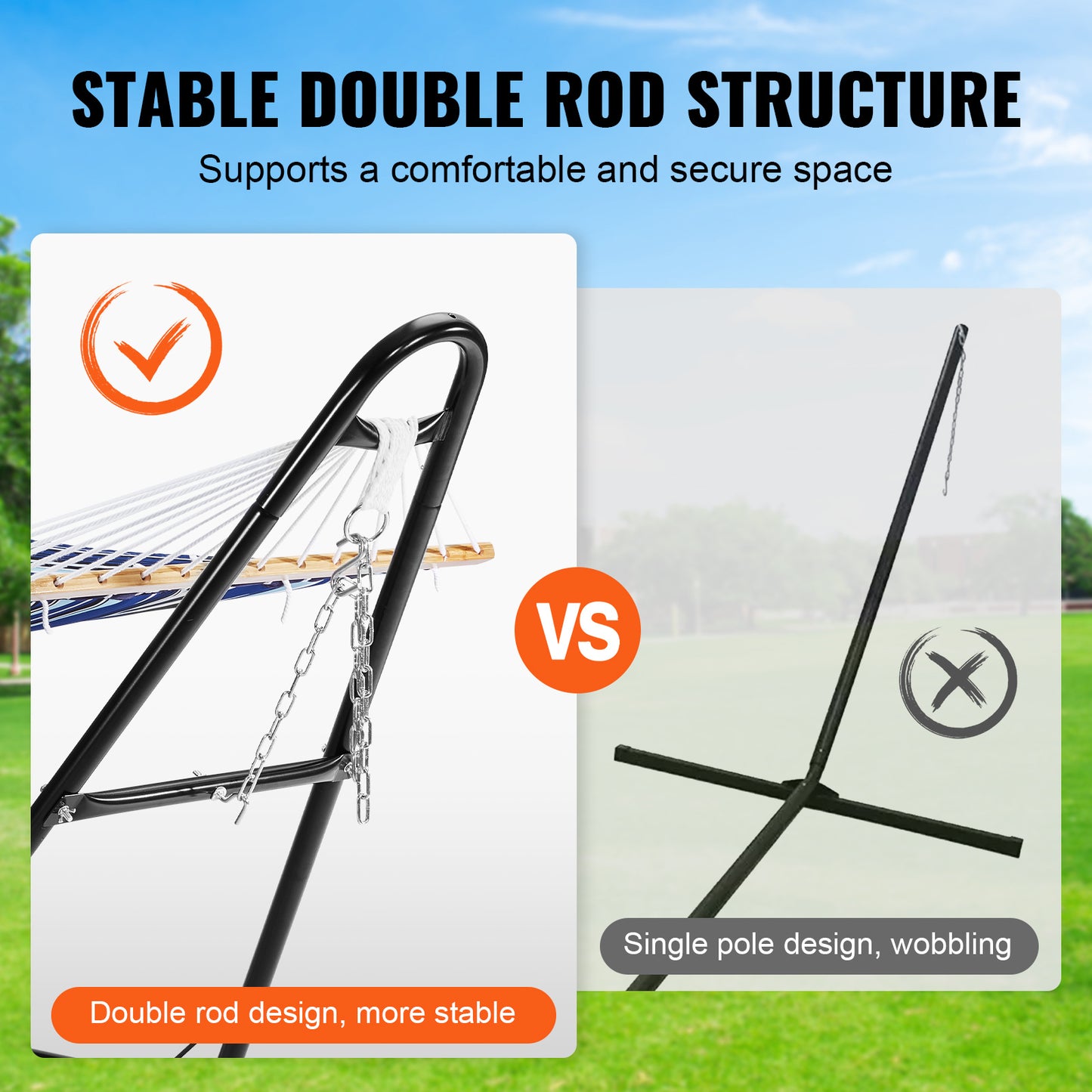 Hangmatstandaard – Hangmat Frame – Tuinstandaard – Metalen Standaard – Vrijstaande Ophanging – Verstelbare Kettingen – Gepoedercoat Staal – Draagvermogen 250 kg