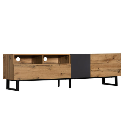 TV-meubel – Tv-kast – Mediameubel – Entertainmentmeubel – Opbergmeubel – Natuurlijk Kleur – Extra Breed 180 cm – Stevige Duurzame Constructie