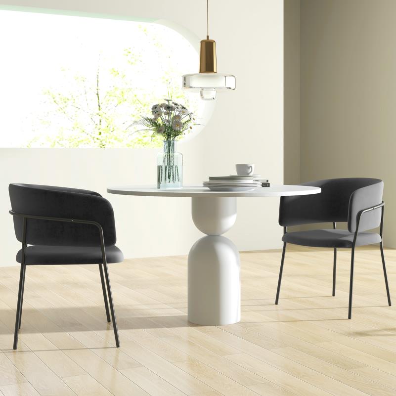 Velvet Eetkamerstoelen – Stoelen – Zitmeubels – Eetkamerstoelen Set – Keuken Stoelen – Comfortabele Rugleuning – Stevige Stalen Poten – Grijs – Compact 57x53x73 cm