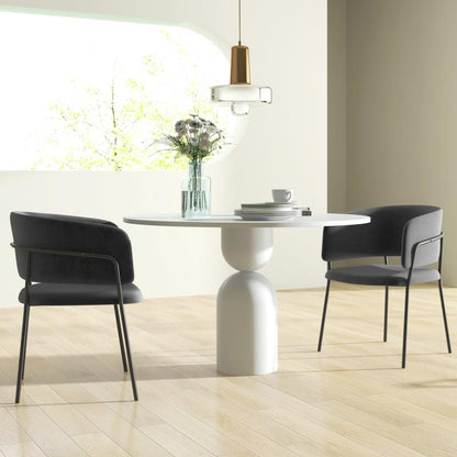 Velvet Eetkamerstoelen – Stoelen – Zitmeubels – Eetkamerstoelen Set – Keuken Stoelen – Comfortabele Rugleuning – Stevige Stalen Poten – Grijs – Compact 57x53x73 cm