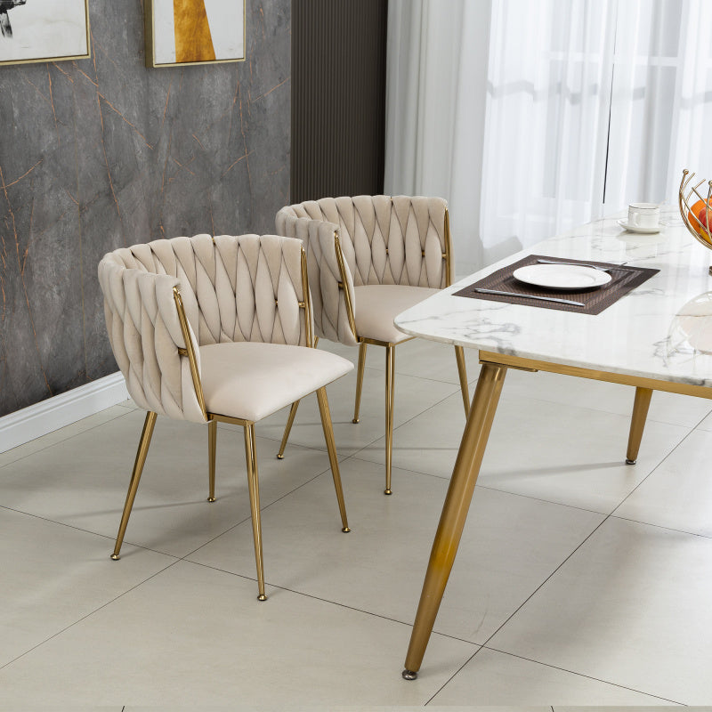 Eetkamerstoel – Fauteuil – Stoel – Veloursstoel – Kuipstoel – Luxe Fluweel Bekleding – Gouden Metalen Poten