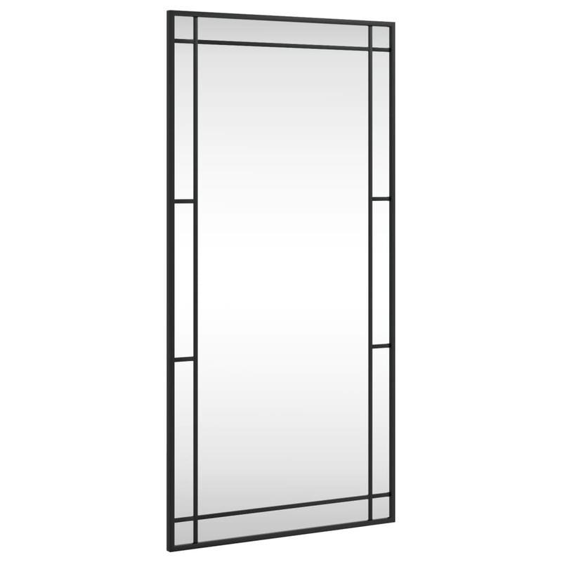 Wandspiegel – Spiegel – Badkamerspiegel – Hangspiegel – Woondecoratie – Zwart – Rechthoekig – 50x100 cm – IJzeren Frame – Verticaal – Zonder Elektriciteit