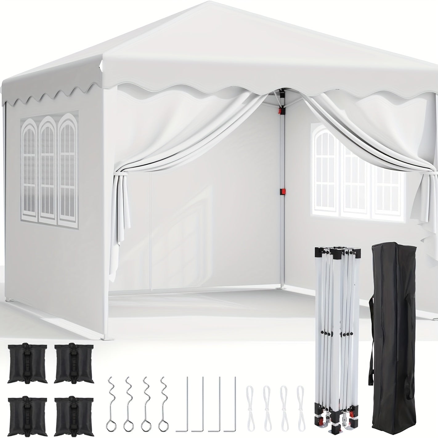 Gazebo 3x3 – Tuinpaviljoen – Partytent – Klaptent – Vouwtent – Winterbestendig – UV-bescherming 50+ – Stevig gepoedercoat metalen frame