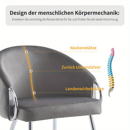 Velours Stoelen – Eetkamerstoelen – Bureaustoelen – Slaapkamerstoelen – Design Stoelen – Grijs Metaal – 8 cm Dikke Schuimvulling – Verstelbare Metalen Poten