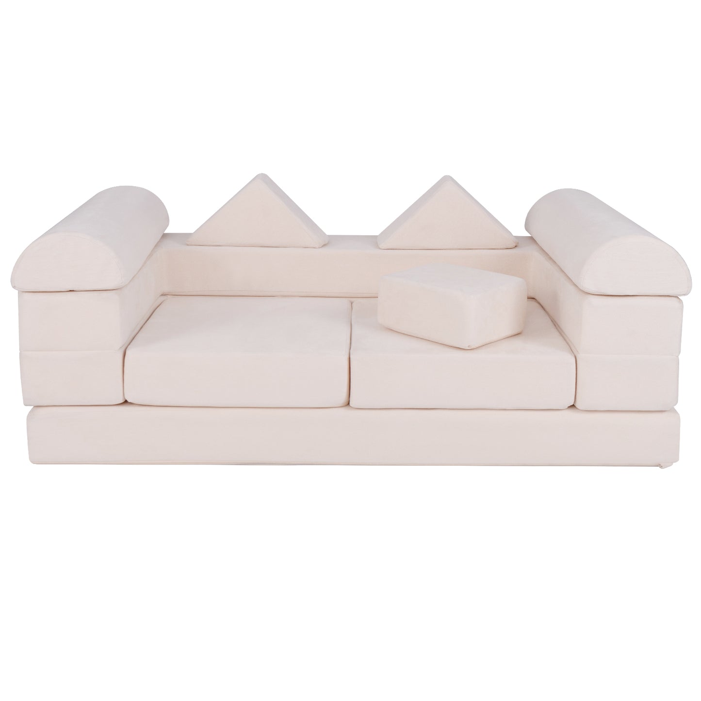 Modulaire Speelbank Kindersofa – Kinderset Speelbankje Ballenbak – Kinderspeelbank Loungesofa – Beige – Ademend Suede – Machinewasbare Hoezen – Lichtgewicht & Duurzaam Foam