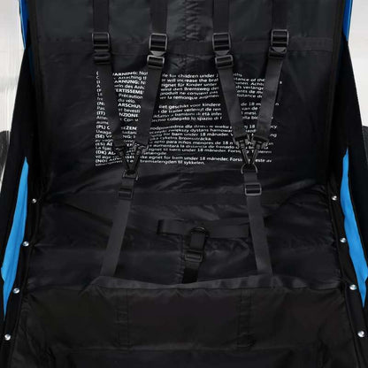 2-in-1 Fietskar en Wandelwagen – Fietsaanhanger – Buggy – Kinderkar – Wandelwagen – Blauw en Grijs – Veiligheidsharnas – Eenvoudig Om te Bouwen