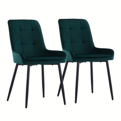 Eetkamerstoel – Kuipstoel – Keukenstoel – Lounge Chair – Bureaustoel – Set van 2 – Zachte Velvet Bekleding – Metaal Frame