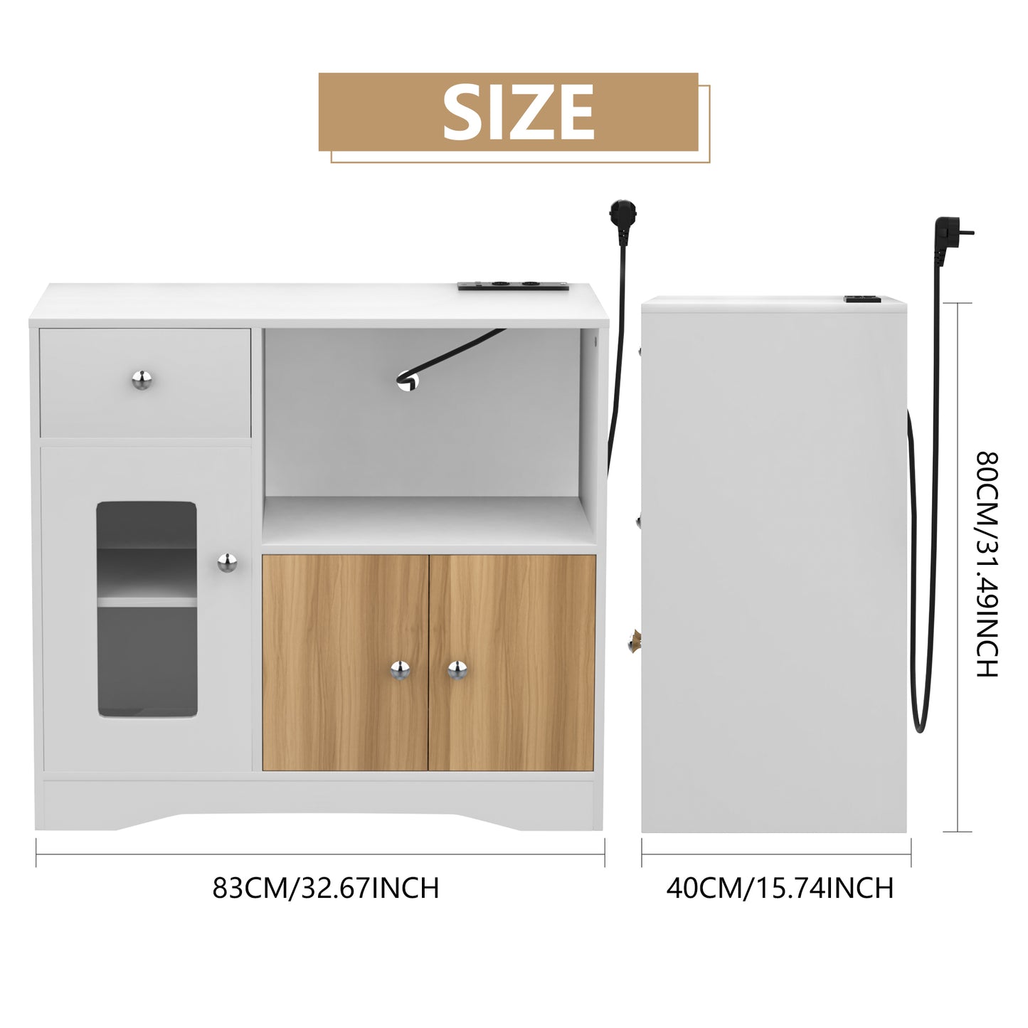 Multifunctionele Opbergkast – Opbergmeubel – Dressoir – Kast – Halmeubel – Wit – 83x40x80 cm – 1 Lade & 3 Deuren – Verstelbare Planken