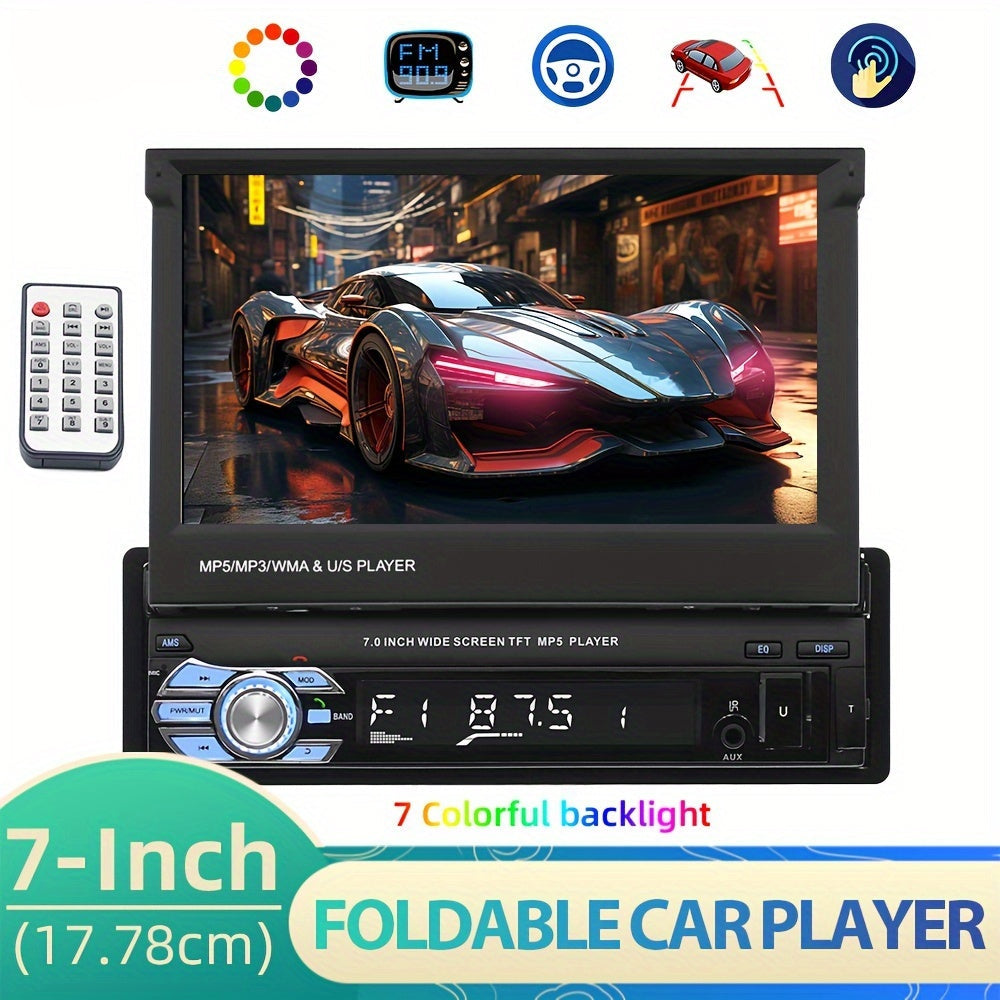 Autoradio – Car Stereo – Multimedia Speler – Android Radio – 1 DIN Unit – 7-inch Motorised Touchscreen – Draadloze CarPlay & Android Auto