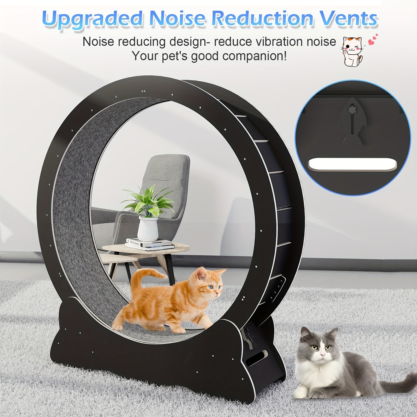 Large Cat Exercise Wheel 101.6 cm - Black Solid Wood Cat Wheel Trainer for Indoor Cats with Locking Safety Cat Treadmill with Minimal Gap Design, Cat Exercise Wheel for Indoor Cats, Cat Wheel Exerciser, Extra Large Cat Exerci