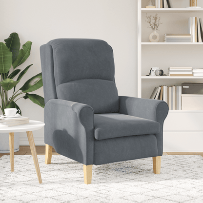 Fauteuil – Armstoel – Zetel – Lounge Stoel – Donkergrijs – Comfortabele Bekleding – Stevig Zacht Houten Frame