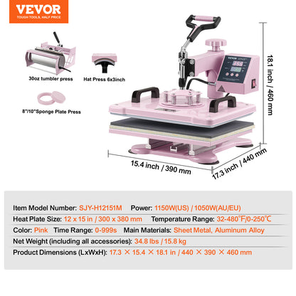 Hittepers – Transferpers – Textielpers – Mokkenpers – Multifunctionele Pers – 30x38 cm Werkoppervlak – 2 Mokken Tegelijk Bedrukken