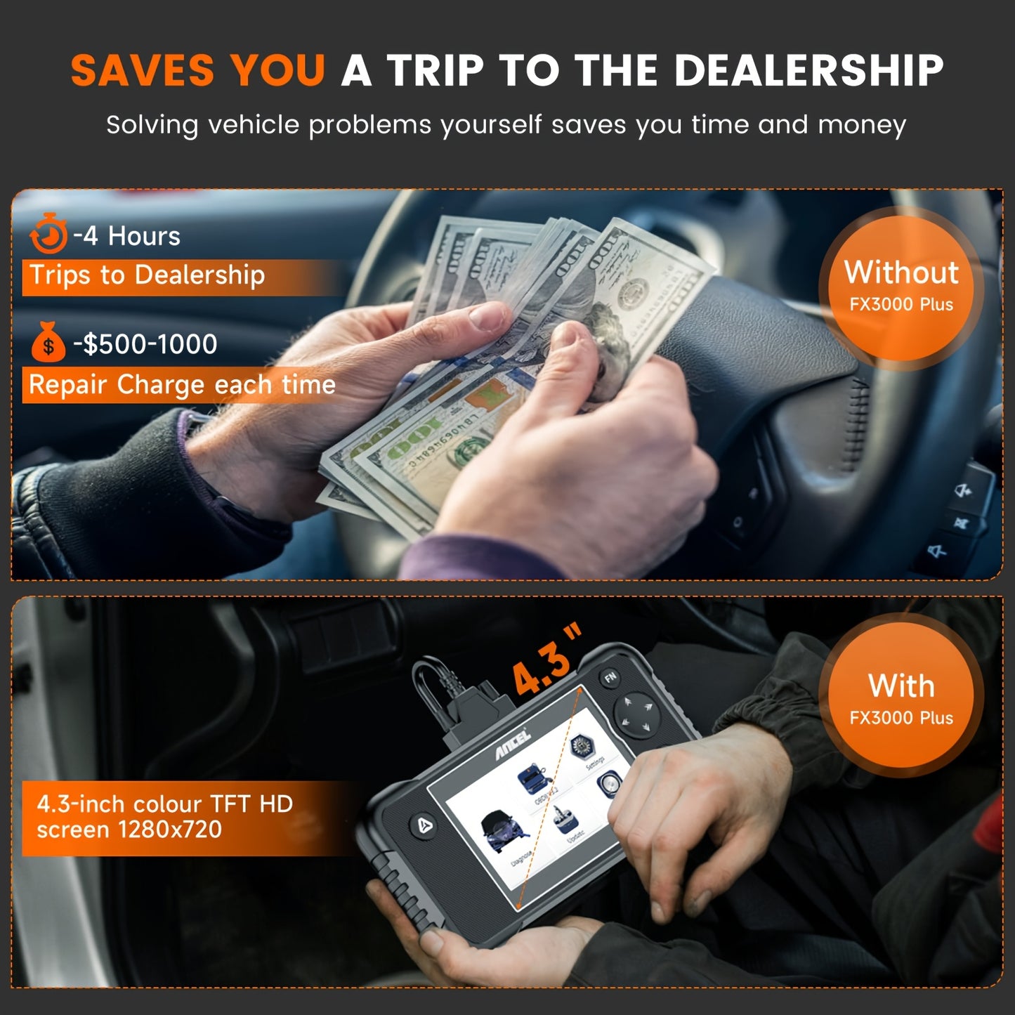 OBD2 Scanner – Diagnoseapparaat – Auto Uitlezer – Storing Verwijderen – Uitleesapparatuur – 15+ Resetfuncties – Professionele All Systems Diagnostiek