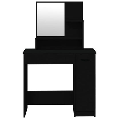 Make-up Tafel – Kaptafel – Schminktisch – Make-up Bureau – Make-up Station – Zwart – Hardhouten Constructie – Compact Met Grote Spiegel 86x36x135 cm