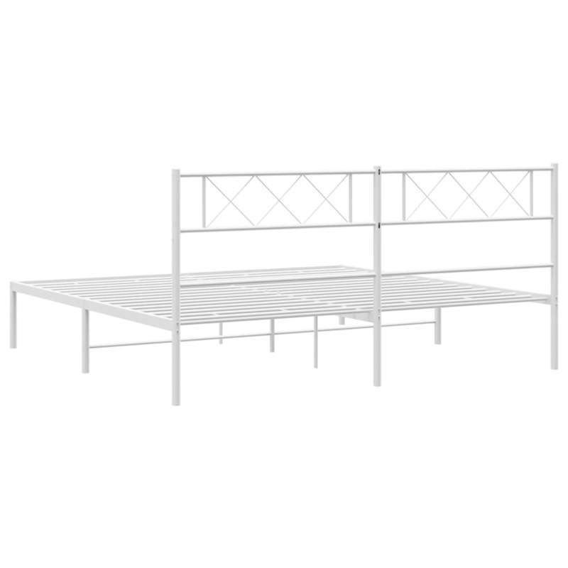 Bedframe – Metalen Bedframe – Stalen Bedframe – Slaapbank – Ledikant – Wit Hoofdbord – 160x200 cm – Stevig en Stijlvol