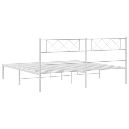 Bedframe – Metalen Bedframe – Stalen Bedframe – Slaapbank – Ledikant – Wit Hoofdbord – 160x200 cm – Stevig en Stijlvol