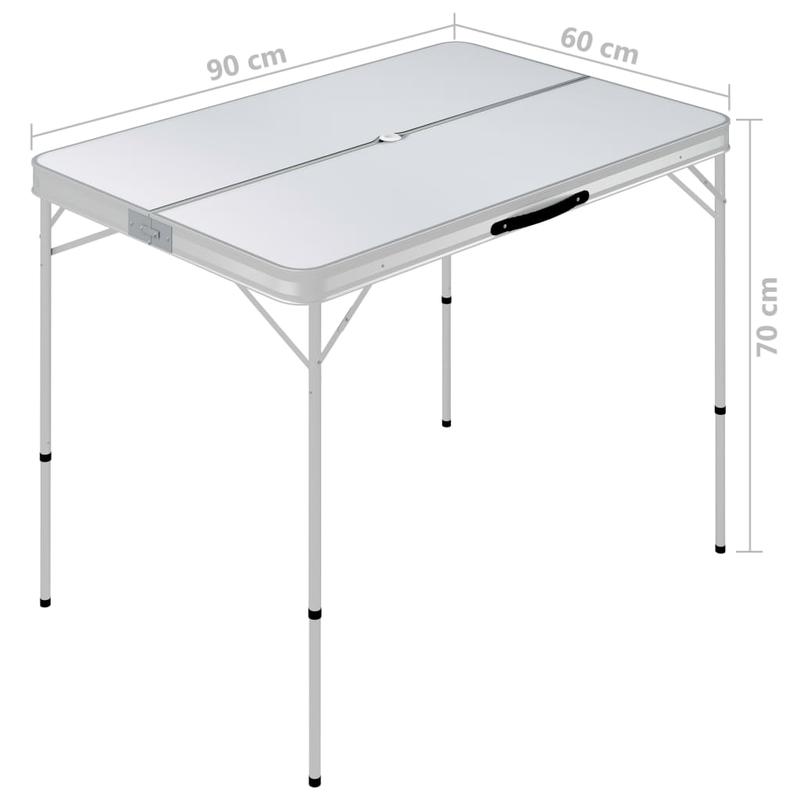 Compact Opvouwbare Campingtafel – Draagbare Campingtafel – Picknicktafel – Tafel Met Bankjes – Aluminium & MDF – Lichtgewicht En Weerbestendig - Wit