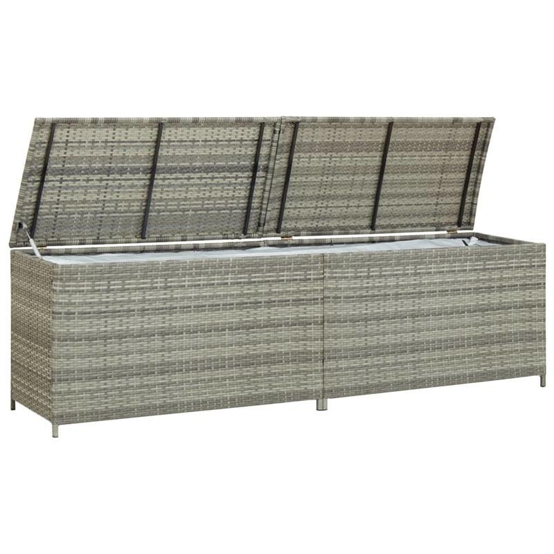 Opbergbox Tuinkast – Tuinbox Tuingereedschap Box – Outdoor Kasten – Poly Rotan Grijs – 200x50x60 cm – PE Voering – Weerbestendig