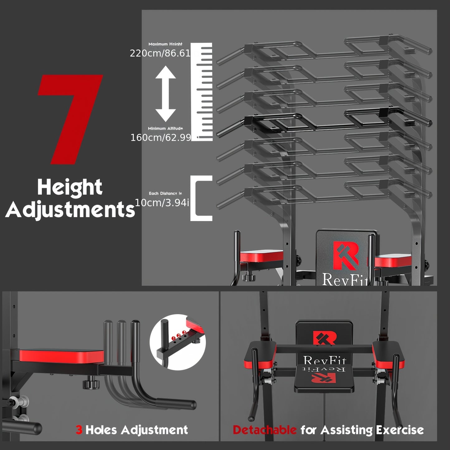Adjustable Height Pull-up Bar with Backrest and Hydraulic System for Home Gym Strength Training Station - Suitable for Adults and Teenagers
