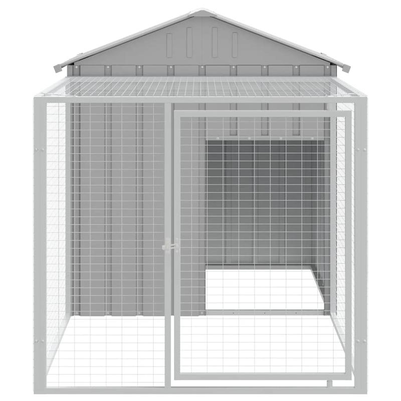 Kippenren – Kippenhok – Kippenkooi – Kipren – Kipnet – Lichtgrijs – Gegalvaniseerd Staal – Ruime Afmetingen 117x201x123 cm – Voorzien Van Handige Uitloop