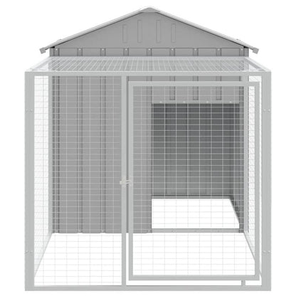 Kippenren – Kippenhok – Kippenkooi – Kipren – Kipnet – Lichtgrijs – Gegalvaniseerd Staal – Ruime Afmetingen 117x201x123 cm – Voorzien Van Handige Uitloop