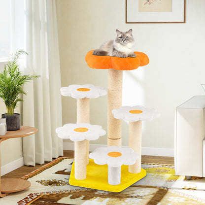 Krabpaal – Kattenboom – Klimpaal – Krabmeubel – Kattenmeubel – Met Zacht Fluweel Ligbed – Slijtvaste Sisal Krabpalen – 90 cm Hoog – Stabiel Pentagon Onderstel