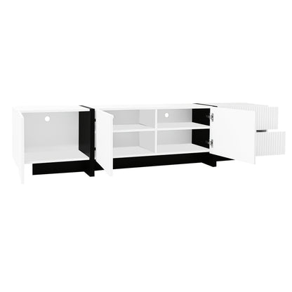 TV Meubel – TV Dressoir – TV Kast – Media Meubel – Televisiemeubel – Massief Hout – 3 Deuren & 2 Laden – 190 cm – MDF – Geen Stroomvoorziening