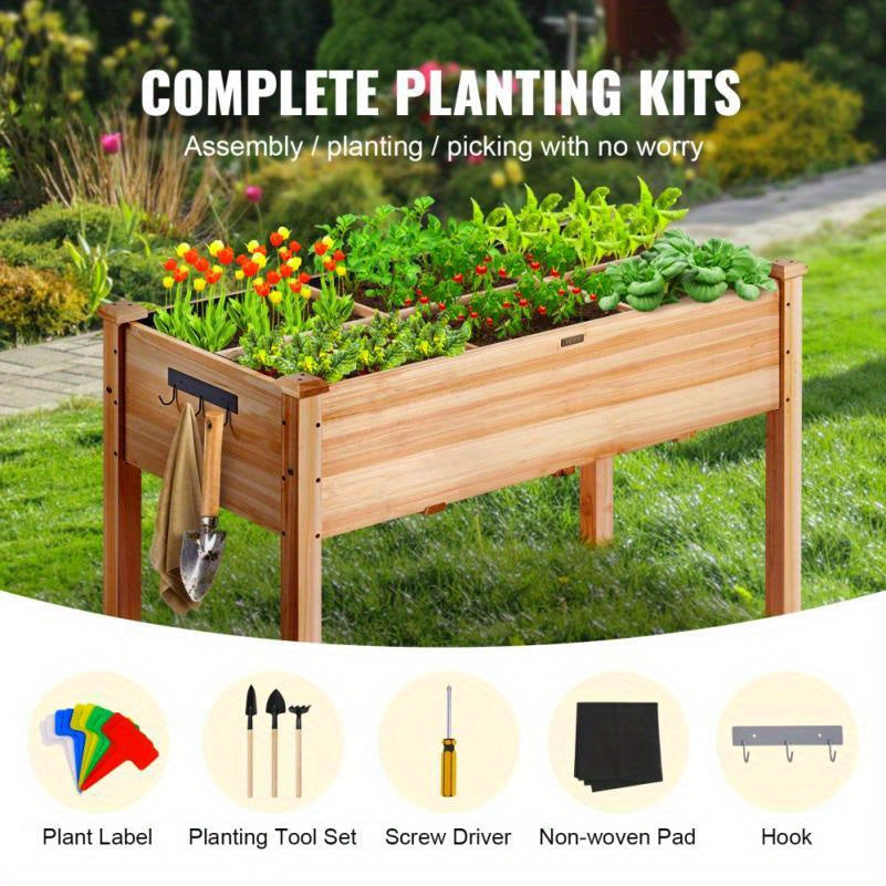 Tuinbak – Verhoogde Plantenbak – Bloembak – Moestuinbak – Kruidenbak – Hout – Compact Rechthoekig Model – 47,2x22,2x76,2 cm – Comfortabel Tuinieren Zonder Bukken
