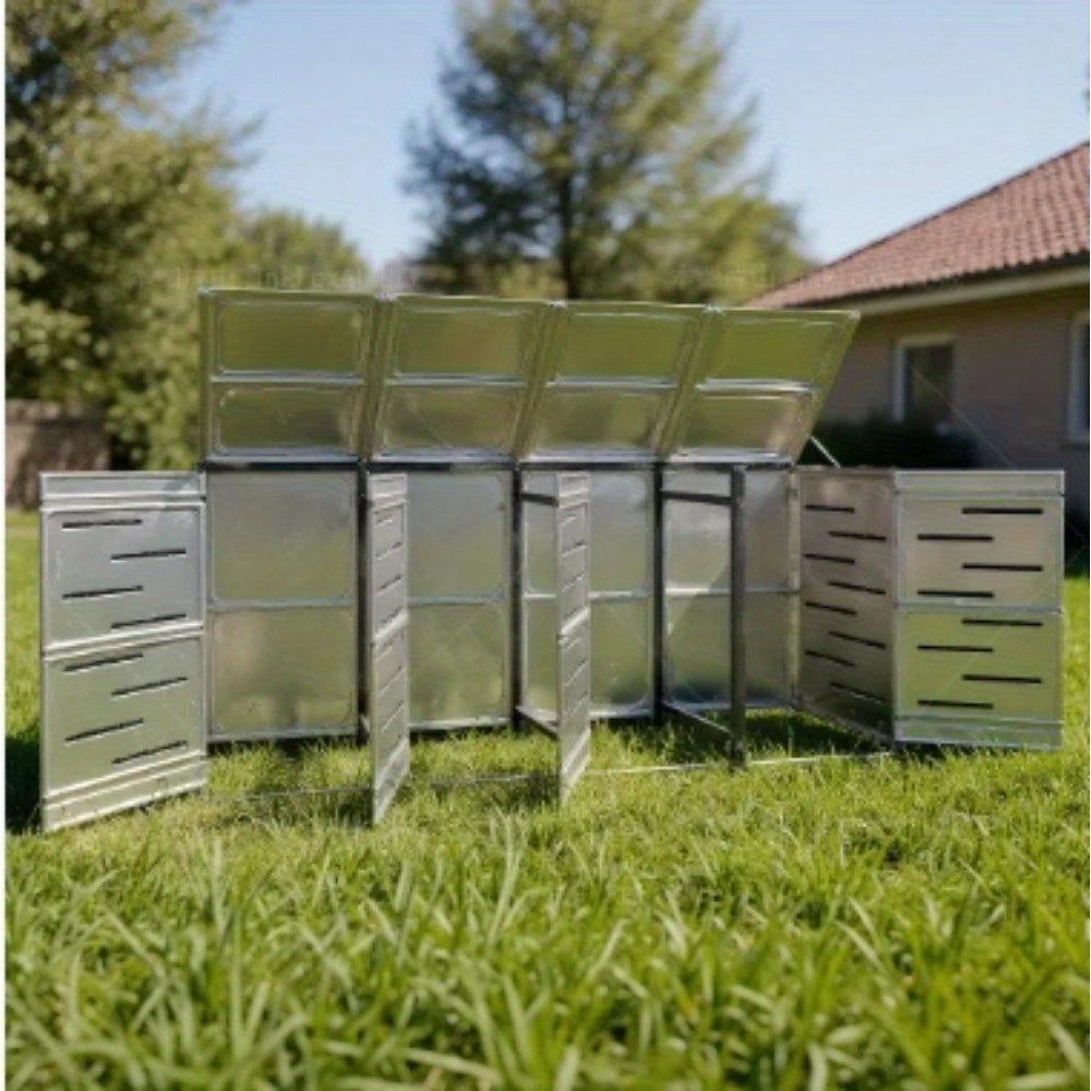 Quadruple stainless steel container storage Available in all seasons The hollow design allows for air circulation and prevents unpleasant odors in the storage The lid and springs make it easy to place and remove the waste bin
