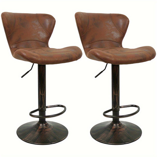 Set Of 2 Modern PU Leather Bar Stools - Kitchen Island And Counter Height Stools, Commercial Grade Bar Stools With Upholstered Seats And Easy Clean Design, Perfect For Home Bars, Cafe Style