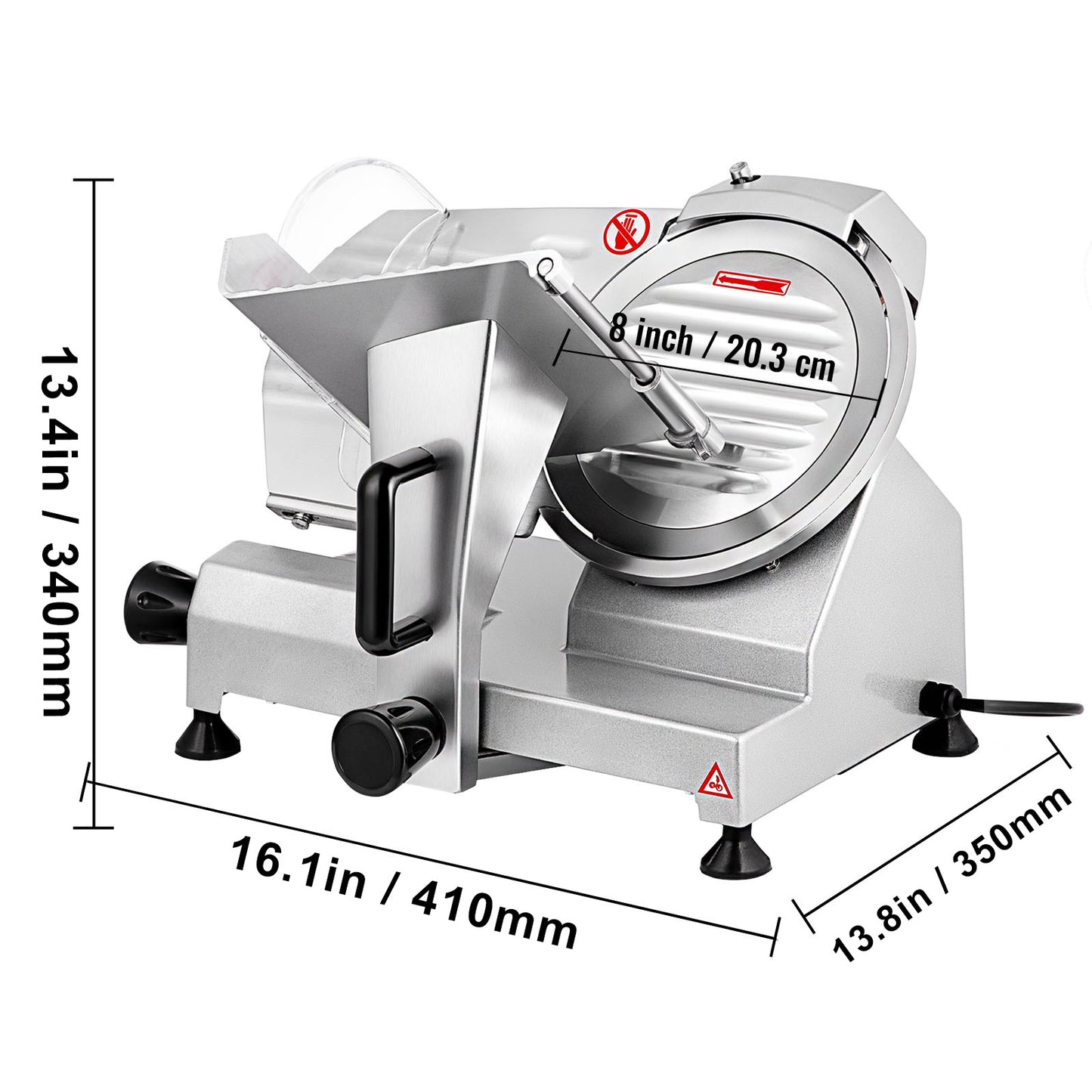 Elektrische Vleessnijder – Foodsnijder – Kaassnijder – Broodsnijder – Vlees- en Foodsnijmachine – 8 Inch Koolstofstalen Mes – 200W Motor – Instelbare Dikte 0-12mm
