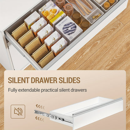 Keukenkast – Hoge Kast – Opbergkast – Keukenopberger – Buffetkast – Verstelbare Planken – 40x75x180 cm Wit – Modern Design