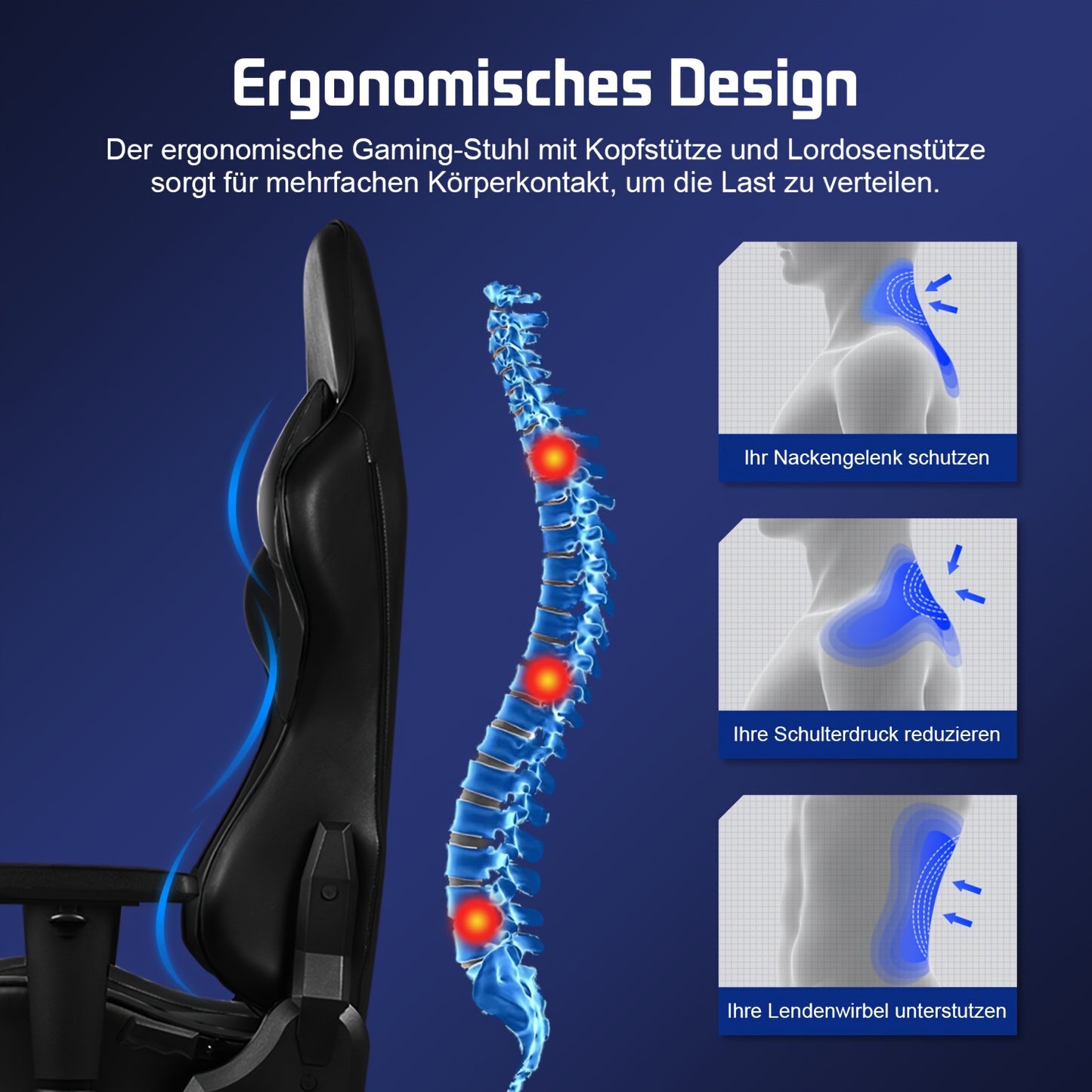 Gamingstoel – Gaming Chair – Gamestoel – Bureaustoel – Zitzak – Ergonomisch Ontwerp – Uitklapbare Voetensteun – 360° Draaibaar – Belastbaar Tot 150 kg