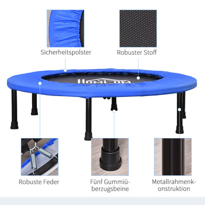 Fitness Trampoline – Mini Trampoline – Springmat – Trainingsapparaat – Indoor Trampoline – Zwart/Blauw – Compact Ø91 cm – Antislip Voeten & 100 kg Belastbaar