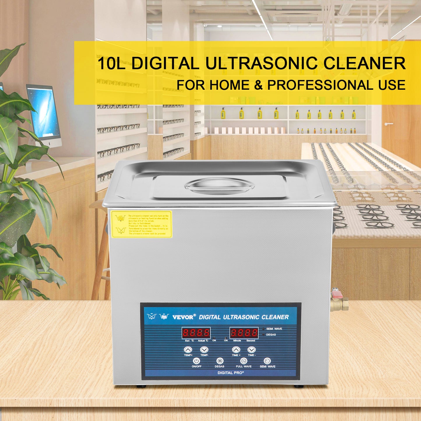 Ultrasoonreiniger – Ultrasoon Reinigingsapparaat – Brillenbad – Sieradenreiniger – Kunstgebit Reiniger – 10L RVS Tank – Duale Frequentie 28/40 kHz met Verwarming Tot 80°C