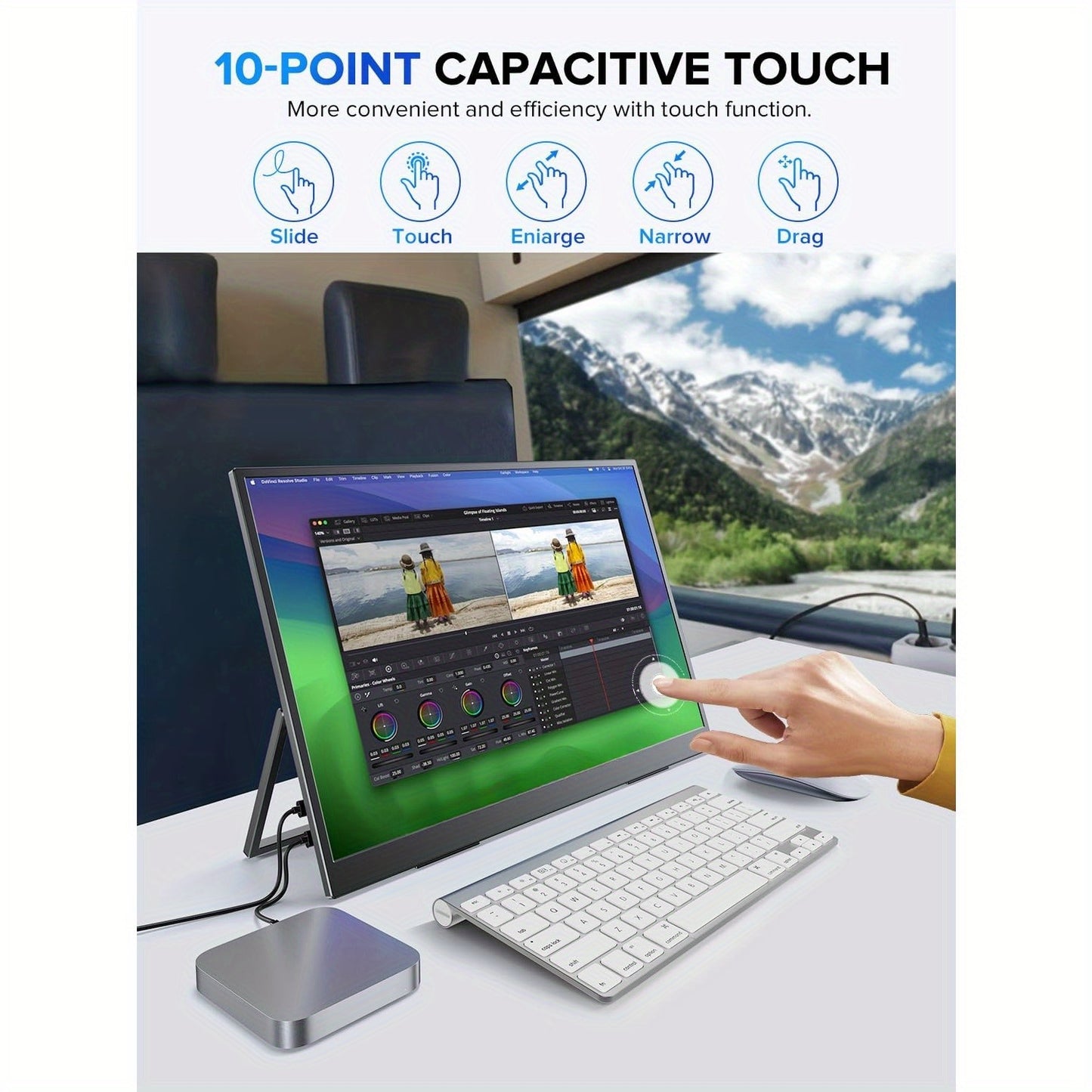 Gaming Monitor – Draagbare Monitor – 2K Monitor – Touchscreen Monitor – USB-C Monitor – 18 Inch – 144Hz Verversingssnelheid – 2560x1600 QHD Scherm