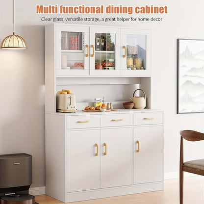 Keukenkast – Keukenbuffet – Opbergkast – Voorraadkast – Keukenonderkast – Wit Modern Design – Stevige Dikke Platen & Glazen Deuren