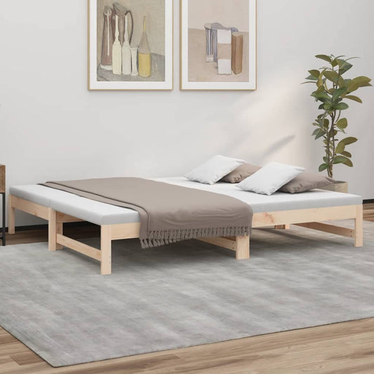 Slaapbank – Bedbank – Logeerbed – Zitbank – Houten Bank – Massief Dennenhout – 195,5x179x30 cm – Ruimtebesparend & Ventilerend Lattenbodem