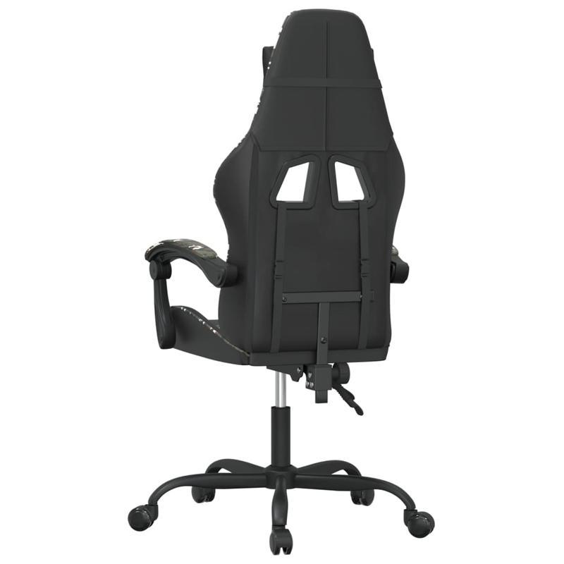 Swivel Gaming Chair in Black Faux Leather And Camouflage.