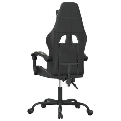 Swivel Gaming Chair in Black Faux Leather And Camouflage.