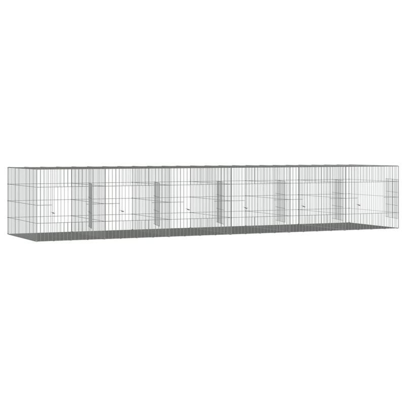Konijnenhok – Kooien – Dierenverblijf – Ren – Buitenhok – 6 Panelen – Gegalvaniseerd IJzer – Goede Ventilatie – 327x79x54 cm
