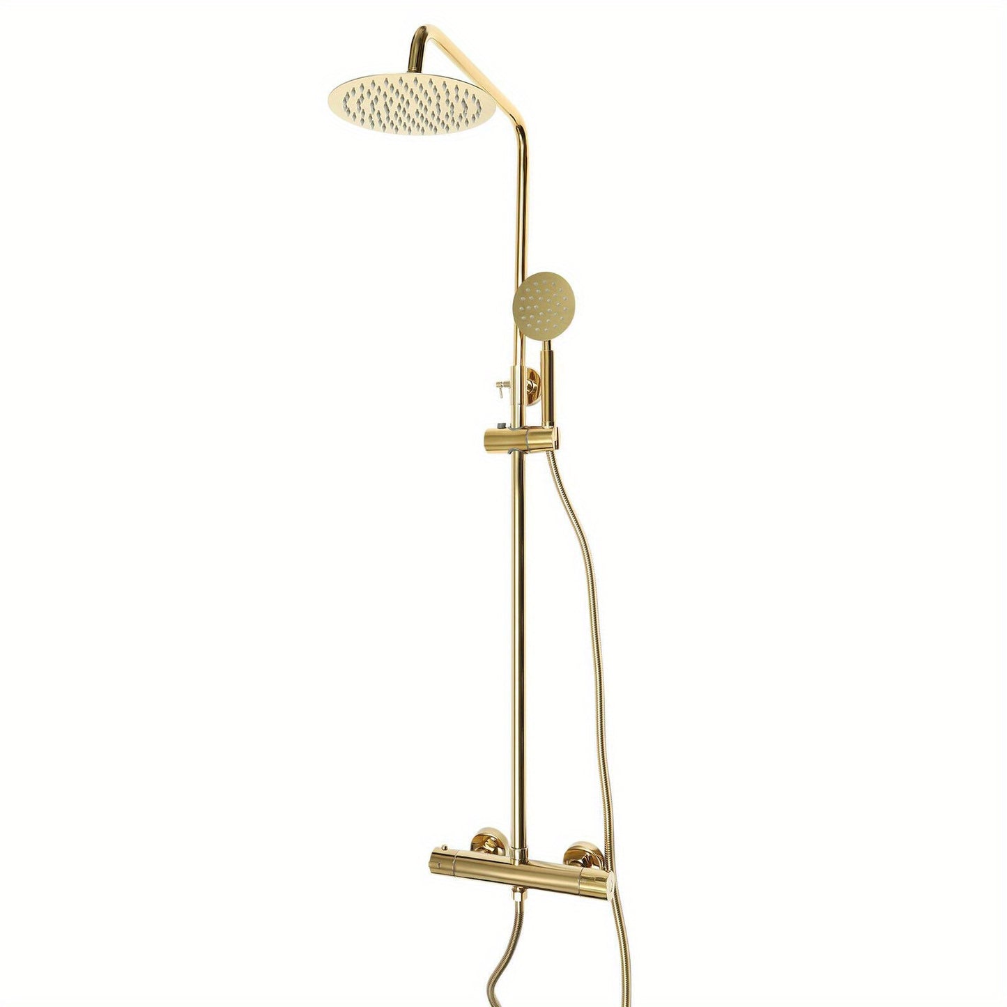 Regendouche Set – Douche Systeem – Douchekolom – Thermostaat Douche – Gouden Regendouche – 20 cm Draaibare Kop – Roestvrij Staal 304
