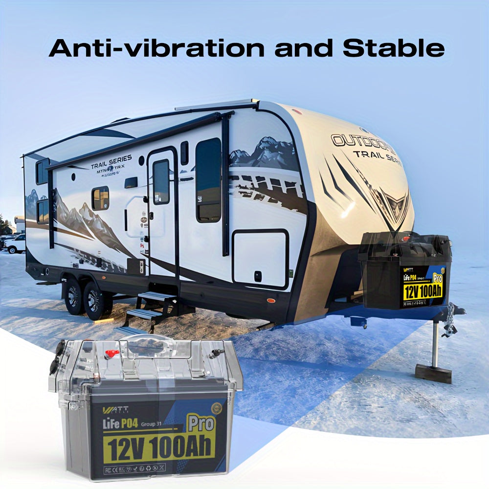 12V 100Ah LiFePO4 Accu – Lithium Batterij – Lithium Accu – Oplaadbare Batterij – Powerbank Accu – 15000+ Laadcycli – Ingebouwd BMS Veiligheidssysteem