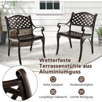 Aluminium Tuinstoelen – Tuinstoelen – Terrasstoelen – Buitenstoelen – Eetkamerstoelen – Weerbestendig Aluminium – Verstelbare Voetpootjes – Set Van 2