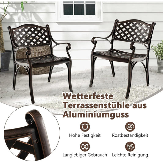 Aluminium Tuinstoelen – Tuinstoelen – Terrasstoelen – Buitenstoelen – Eetkamerstoelen – Weerbestendig Aluminium – Verstelbare Voetpootjes – Set Van 2